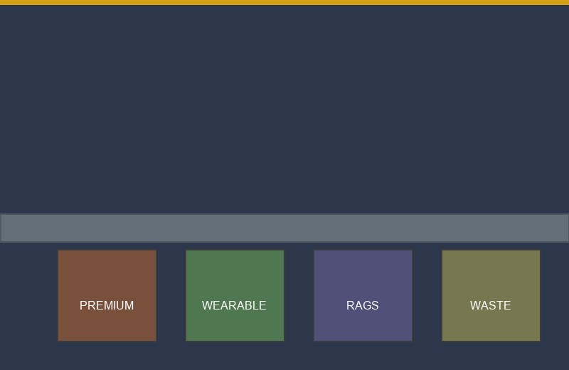 Professional grading facility sorting credential clothing into premium, wearable, and rags categories